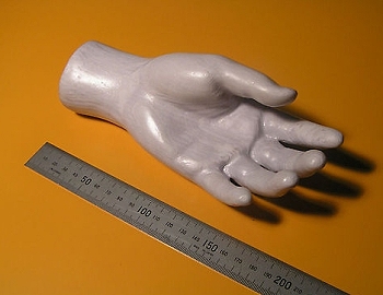 3-D-Modell einer Hand aus Papier